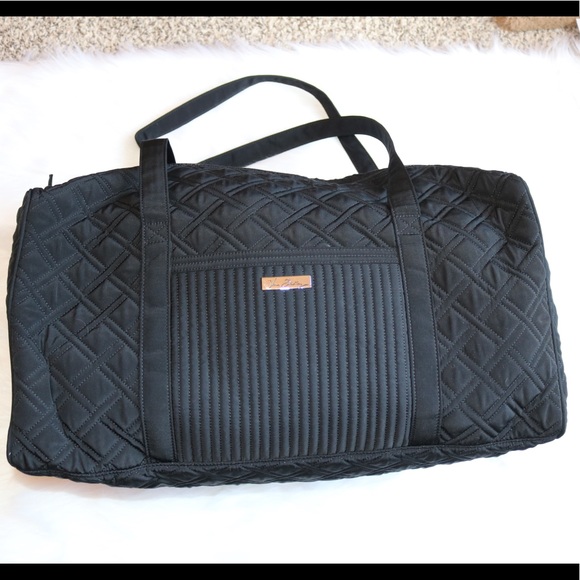 vera bradley black quilted duffle bag